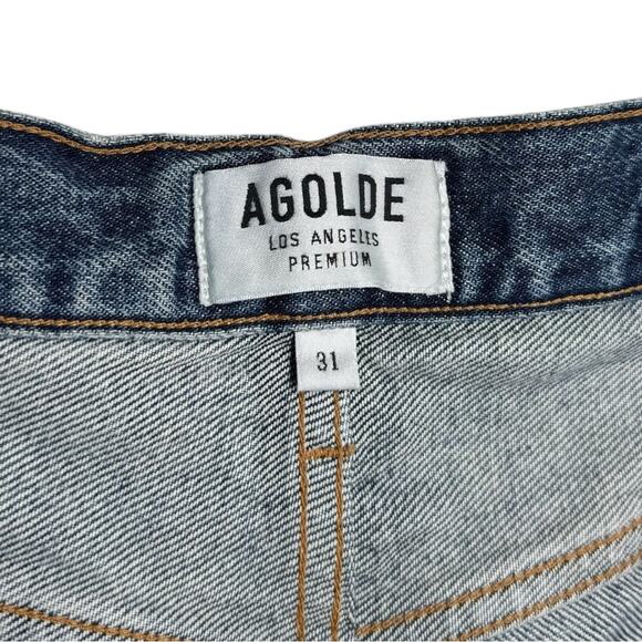 Agolde Blue Button Fly Distressed Parker Cutoff Denim Shorts - 31 - Picture 7 of 12